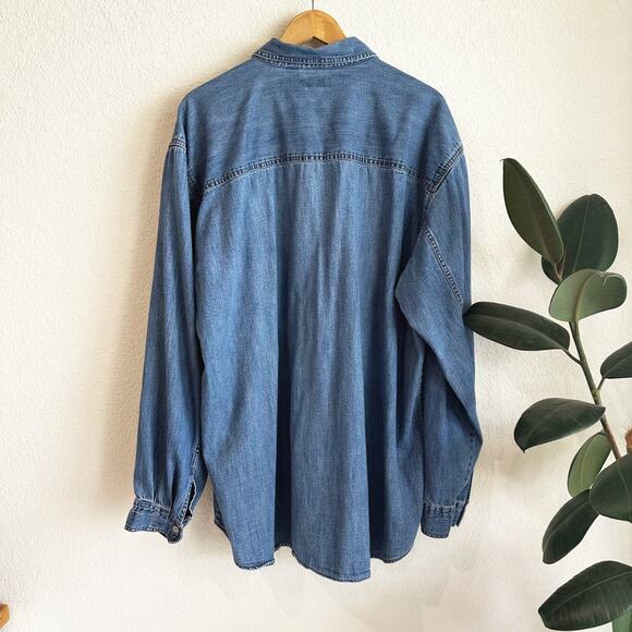 VTG Levis Mens Long Sleeve Denim Shirt XXL Western Workwear Country Classic Blue - Picture 6 of 8